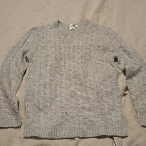 Womens Gray Cable Knit Sweater